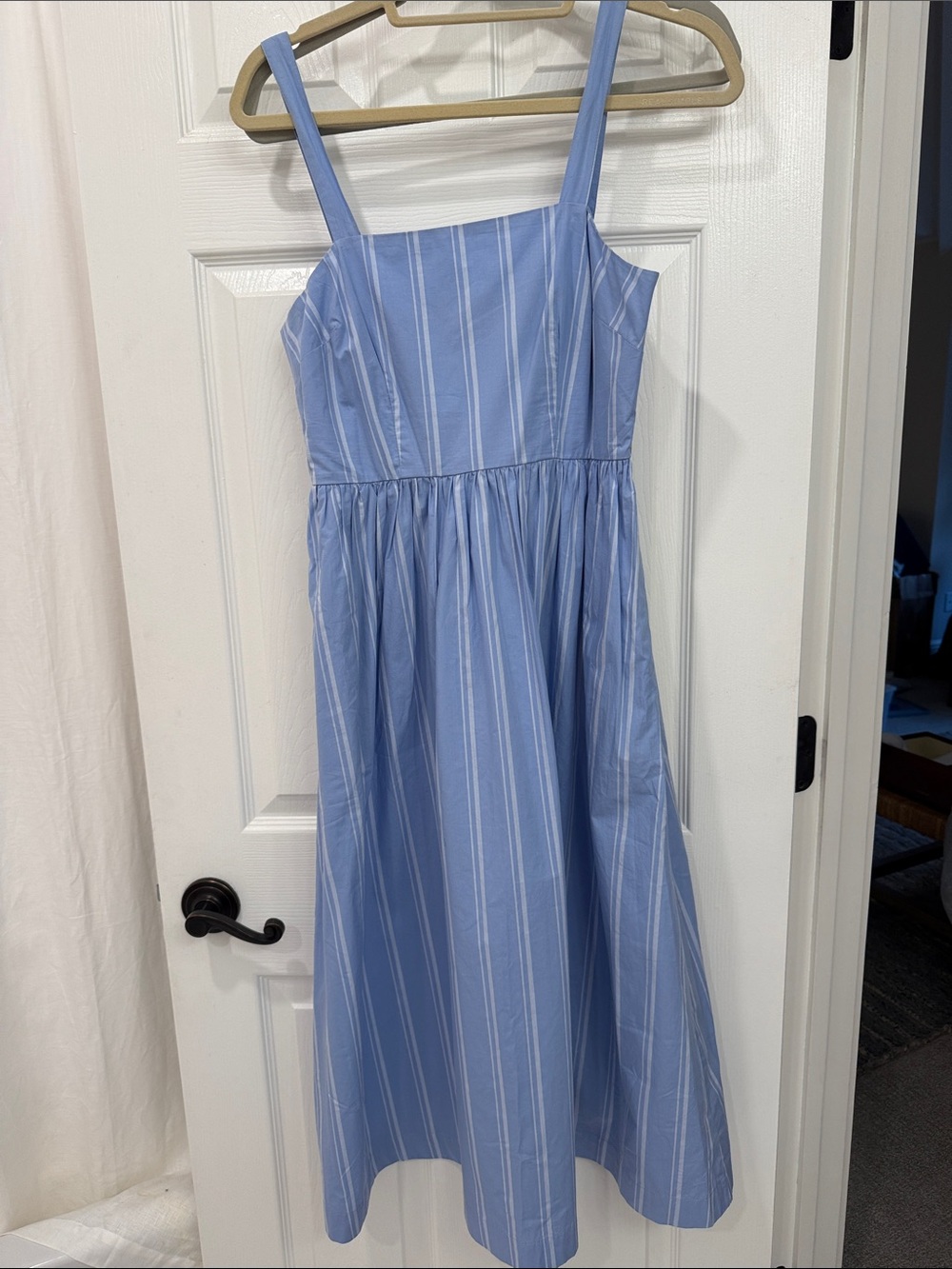 a new day Light Blue Striped Cotton Midi Sundress Size XS